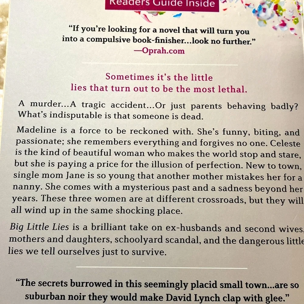 BIG LITTLE LIES a mystery novel by LIANE MORIARTY - HBO Reese Witherspoon - Picture 5 of 5